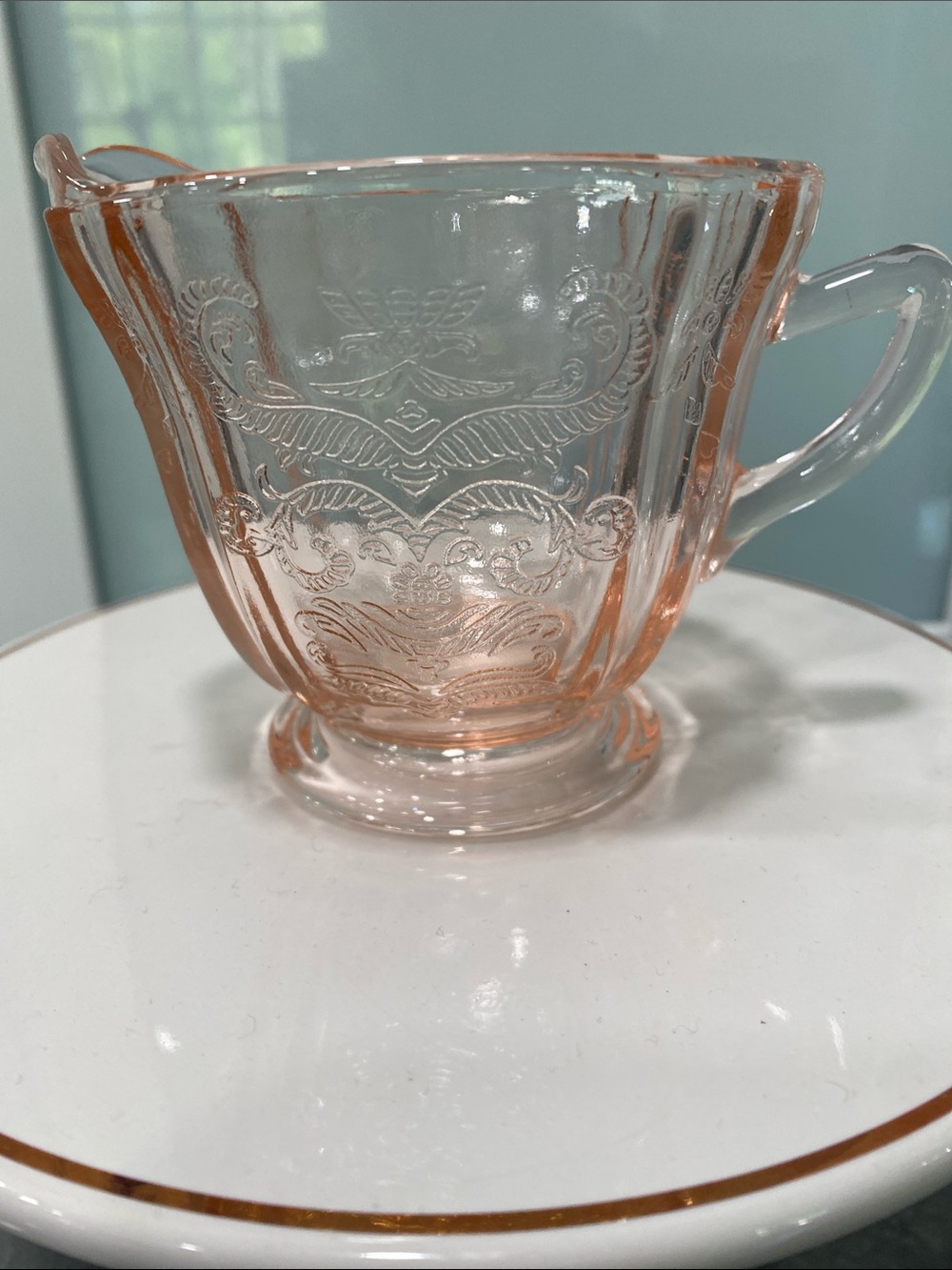 Depression Glass Pink Pressed Glass Creamer. Federal Glass Madrid Pattern.
